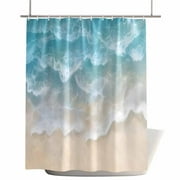 Shower Curtains for Bathroom-60"x72",Coastal Ocean Beach Wave Waterproof Bath Curtain Grommet Shower Curtain Set with Hooks,Natural Coastline Scenery Washable Bath Accessories