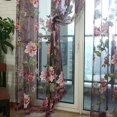thumbnail image 1 of Cortina de ventana Estampado de flores Patrón transparente Voile Cenefas Vino (Púrpura 100x200cm), 1 of 6