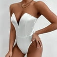 thumbnail image 2 of MSJUHEG Bodysuits For Women Long Sleeve Bodysuit Women'S Halter Backless Bodysuit Glitter Sleeveless V Neck Chain Tank Party Clubwear Joggers For Women White M, 2 of 9