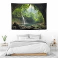 thumbnail image 3 of ONETECH  Waterfall Tapestry Mountain Cave Tapestry Wall Hanging, Nature Landscape with Green Forest Tapestries, Tree Tapestry Wall Deocr for Bedroom Living Room Dorm, 3 of 7