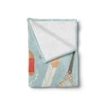 thumbnail image 2 of Art Soft Flannel Fleece Blanket, Artistry Tools Ink Fountain Pen Tag Stamps Brushes Pin in Pastel Colors Vintage Theme, Cozy Plush for Indoor and Outdoor Use, 60" x 80", Multicolor, by Ambesonne, 2 of 5