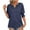 Navy, variant on Women's Casual Solid Color V Neck Short Sleeve Tops Blouses T-Shirt