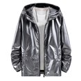 thumbnail image 1 of Chaqueta con capucha impermeable brillante para hombre, 1 of 3