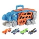 thumbnail image 2 of Camión de transporte de dinosaurios, figura de dinosaurio, juguetes divertidos, camión devorador de dinosaurios, juego de juguetes para niños de 3 azul con 4 coches, 2 of 8