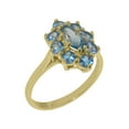 thumbnail image 1 of LBG British Made 14k Yellow Gold Natural Blue Topaz Womens Statement Ring - 33 size options - Size 7, 1 of 6