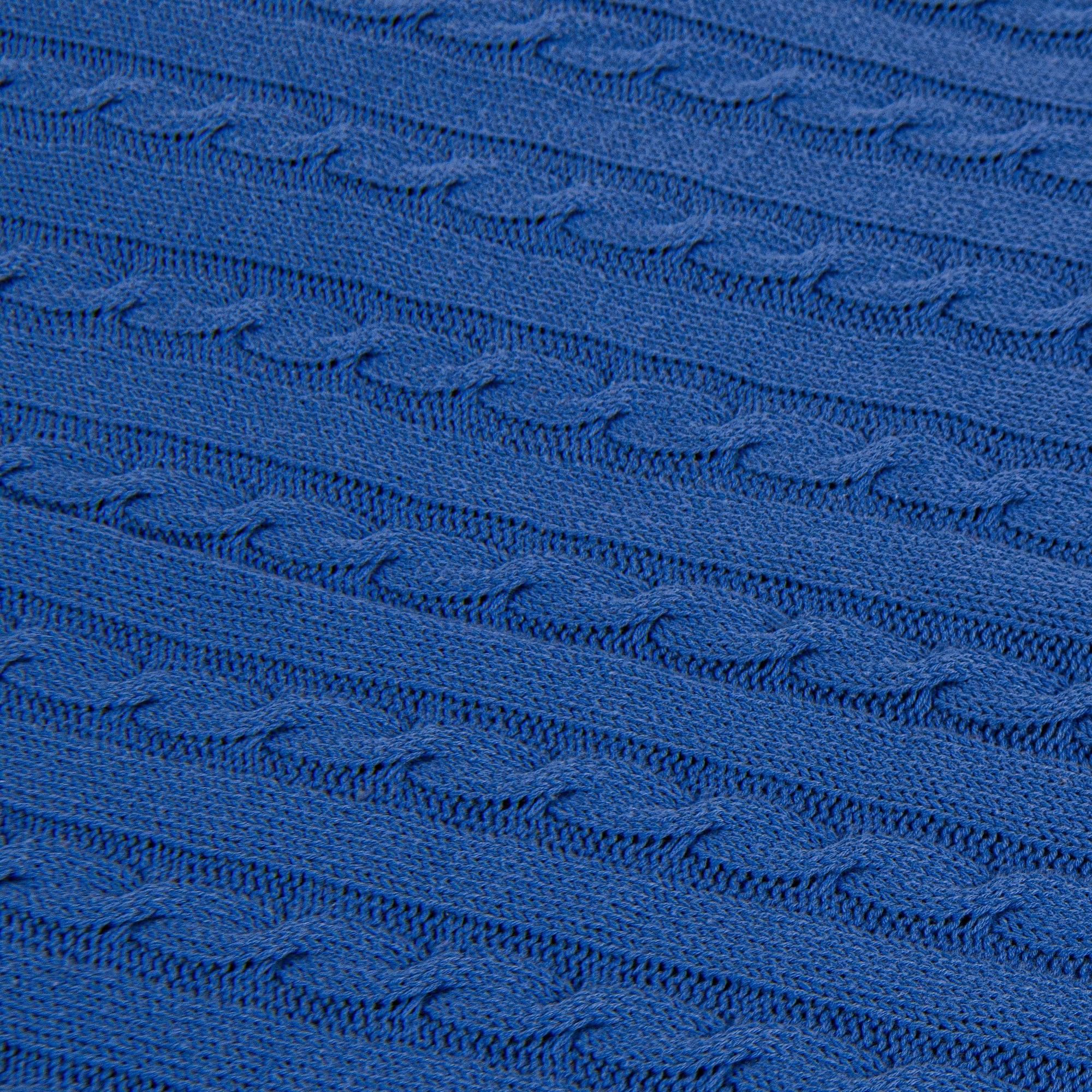 Ntbay 100% Cotton Cable Knit Throw, Super Soft Warm Knitted Blanket Home Decor, 51"x67", Cobalt Blue