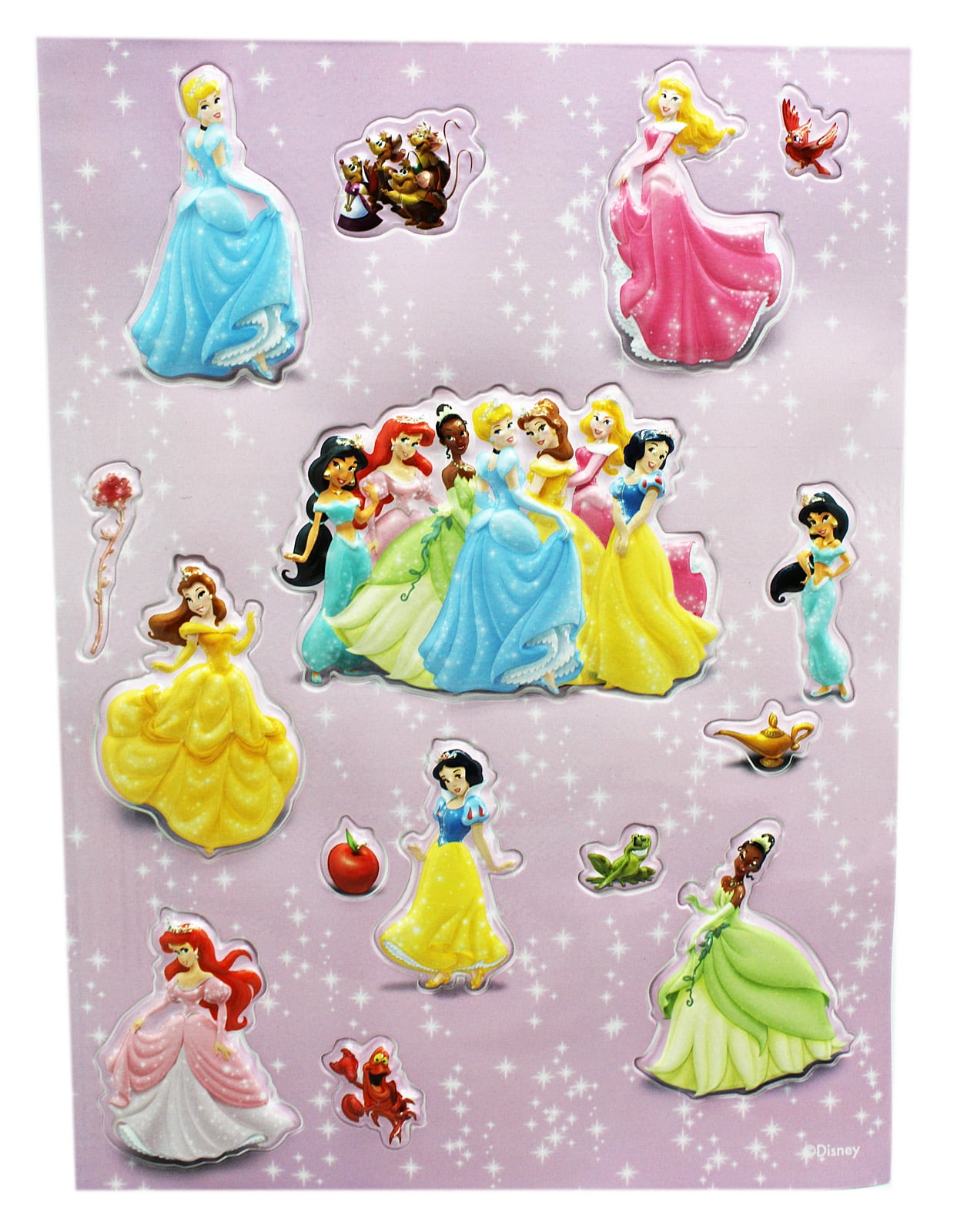 disney princess assorted 3d raised sticker collection 15 stickers