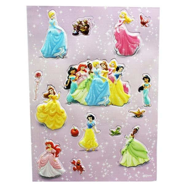 disney princess assorted 3d raised sticker collection 15 stickers