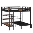 thumbnail image 5 of Miekor Furniture Queen Over Twin Bunk Bed with storage area on upper bed, lower bed with hangers and shelves, Space-Saving/Noise Reduced,black 05598, 5 of 12