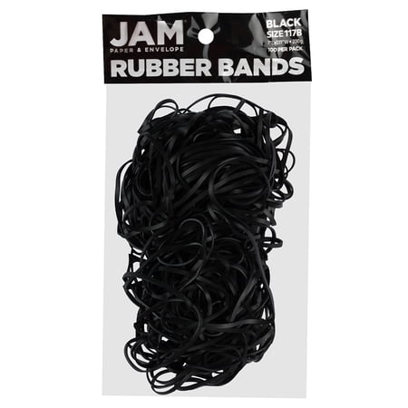 JAM Paper Colorful Rubber Bands, Size 117B, Black, 100/Pack