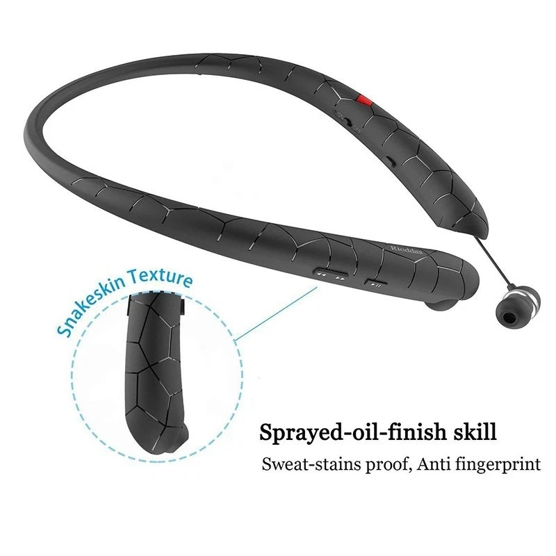 Neckband Headset Workout Headphones Bluetooth Noise Canceling Retractable Earbud