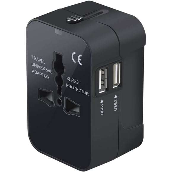 Travel Adapter, Worldwide All In One Universal Travel Adaptor Wall AC Power Plug Adapter Wall Charger with Dual USB Charging Ports