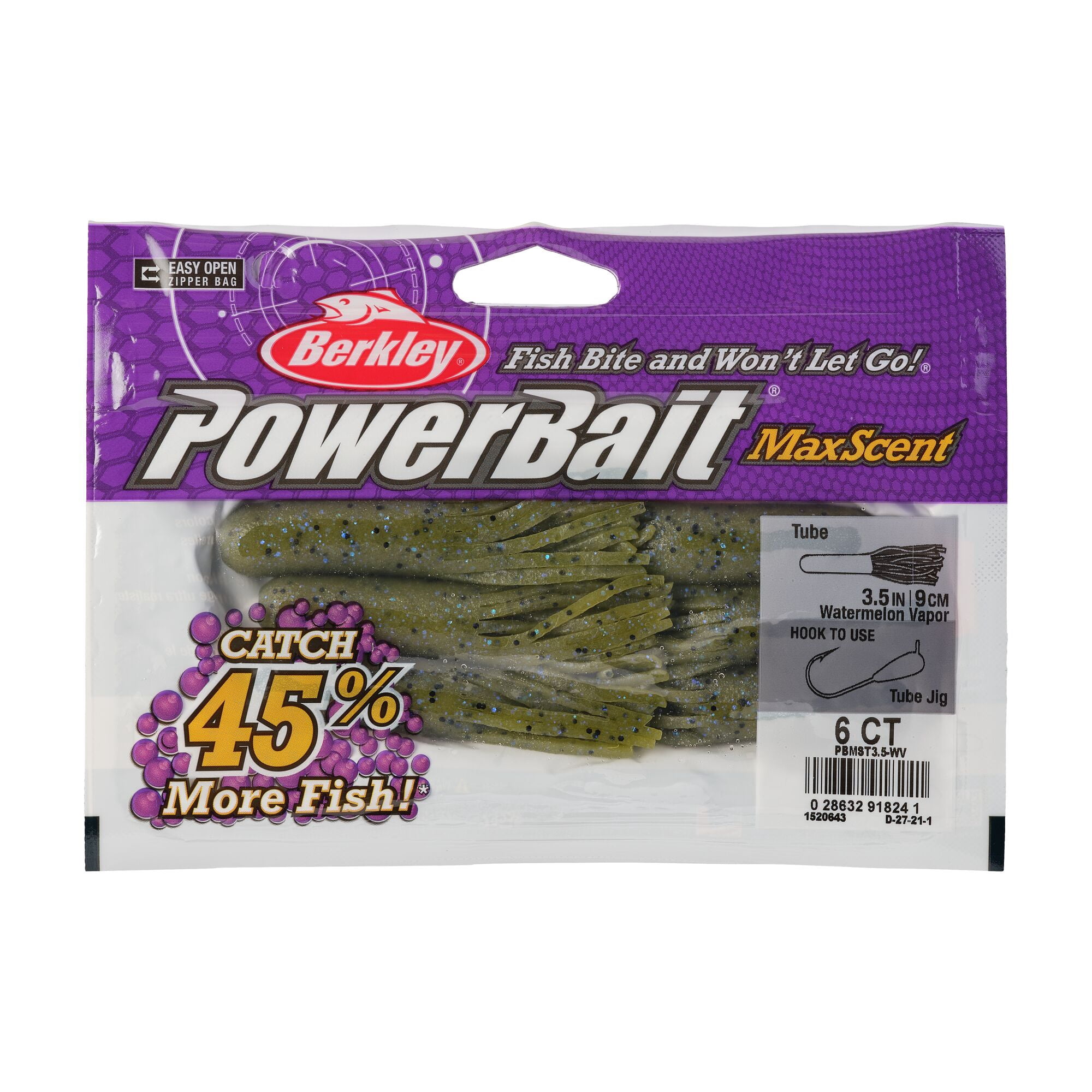 Berkley PowerBait® MaxScent Tube Fishing Soft Bait 3 1/2in | 9cm Watermelon Vapor