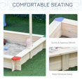 thumbnail image 3 of Outsunny Wooden Sandbox w/ Adjustable Canopy, Children Outdoor Playset Weather Resistant 47" L x 47" W x 47" H, Natural & Blue, 3 of 9