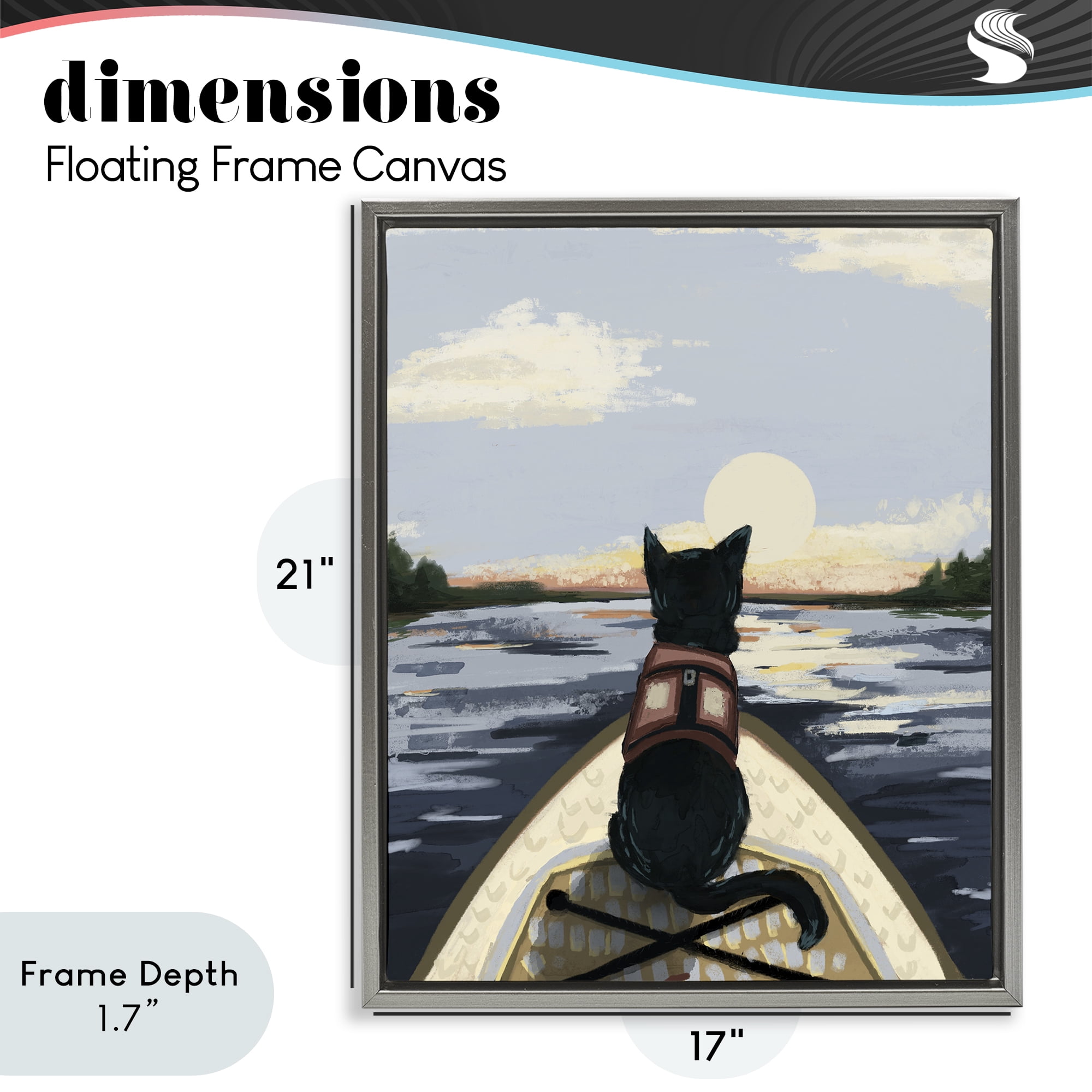 Stupell Industries Peaceful Cat Viewing Lake Gray Framed Floater Canvas Wall Art, design by Denise Bartkus