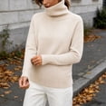 thumbnail image 4 of Cmfcve Womens Turtleneck Sweater Long Sleeve Slim Fit Casual Pullover Knit Shirs Fall Winter Basic Layering Top, 4 of 7