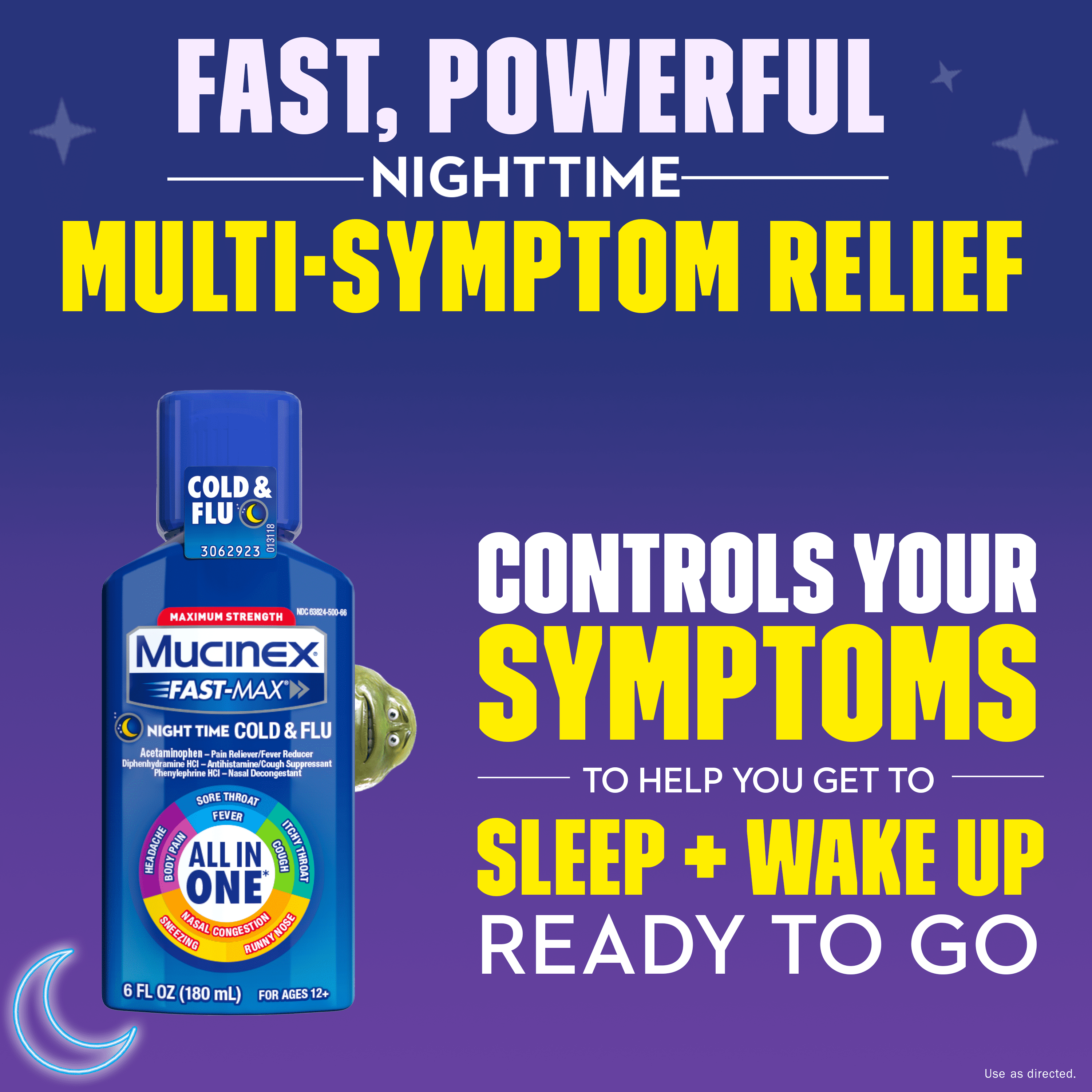 Mucinex Fast-Max Adult Nighttime Cold and Flu Liquid, 6 fl oz