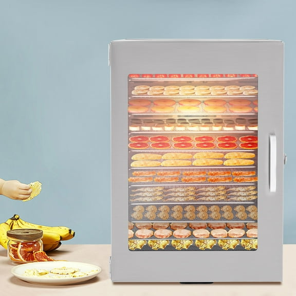 12 Tray Countertop Commercial Electric Food Dehydrator Fruit Meet Dryer Machine 1000W 11.81*13.39*16.54in for Homes, Kitchens, Restaurants, Bakeries