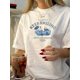 thumbnail image 1 of 1pc Vintage Style Women'S T-Shirt, Geometric Cherry Print, Crew Neck, Short Sleeve, Cotton Knit Fabric, Regular Length, Casual Summer Top, 1 of 6
