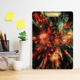 thumbnail image 5 of 12.5" x 9" Acrylic Clipboard with Silver Metal Clip Office and Classroom Essential Red and Green Fireworks, 5 of 7