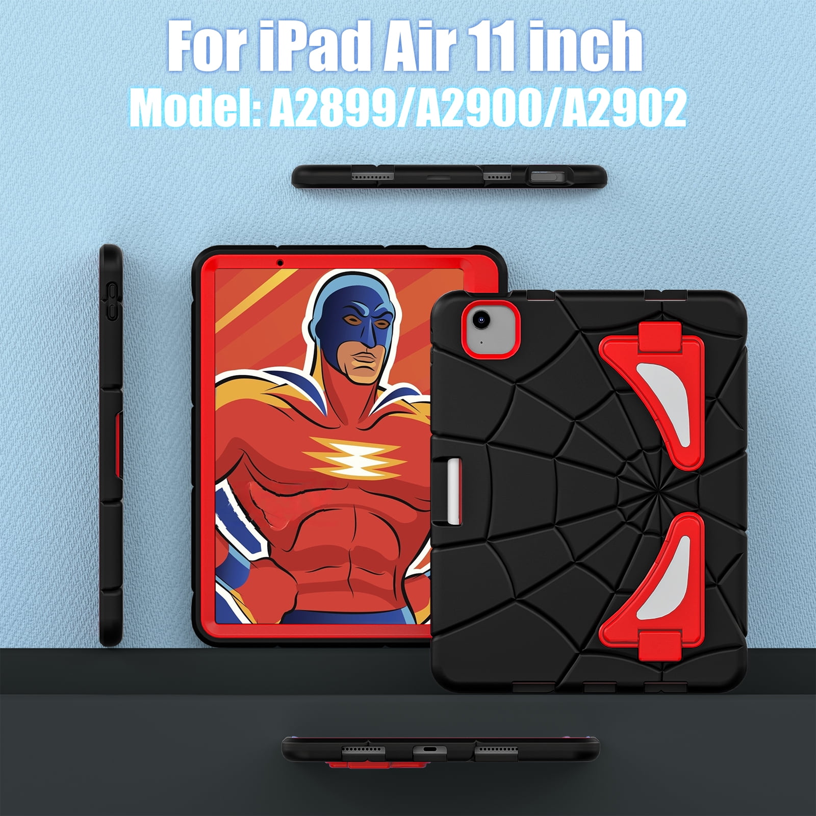 Allytechgroup iPad Air 11 Inch 2026 2025 2024 Case, Cute Stylish Design Kids Friendly Rugged Kickstand Lightweight Silicone PC Case with Pencil Holder for Apple iPad Air 11 Inch M4 M3 M2