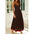 thumbnail image 3 of Women Cami Maxi Dresses Floral Boho Beach Long Dresses V Neck Summer Slip Dress Black S, 3 of 7