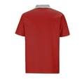 thumbnail image 4 of ZCFZJW Mens Workout T-Shirts Casual Striped Color Block Print Short Sleeve 1/4 Zip up Lapel Collar V Neck T Shirts Trendy Holiday Vacation Tees Polo Shirts Red S, 4 of 5