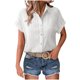 thumbnail image 1 of Jean Botones para Vaqueros Sueltos Mujeres de Verano Color Sólido Solapa Manga Corta Cardigan, Botón Suelto Camisa Top para el Uso Diario Casual, 1 of 8