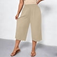 thumbnail image 2 of Maean Womens Plus Size Pants Elastic High Waist Wide Leg Baggy Solid Color Lounge Capri Pant L-5XL, 2 of 7