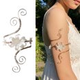 thumbnail image 2 of Floral Statement Bangle Arm Open Wrap Design With Sculpted Flower Motifs Ornamental Beads For Picture Ready Wear, 2 of 9