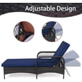 thumbnail image 2 of LEVELEVE Outdoor Patio Lounge Chairs PE Rattan Chaise Lounge with w/6 Positions Adjustable Backrest Armrests Padded Cushions for Poolside Balcony Garden Deck (B-Dark Blue, 2 Lounges+1 Table), 2 of 6