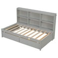 thumbnail image 6 of Bellemave Twin Size Platform Bed with Bookcases and Drawers Space Saving Twin Storage Platform Bed Frame with Built-in Shelves for Teens No Box Spring Needed, Gray, 6 of 11