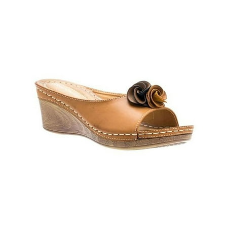 

Lacyhop Women Sandal Beach Slippers Summer Wedge Sandals Casual Lightweight Shoes Comfort Flower Slides Apricot Color 4.5