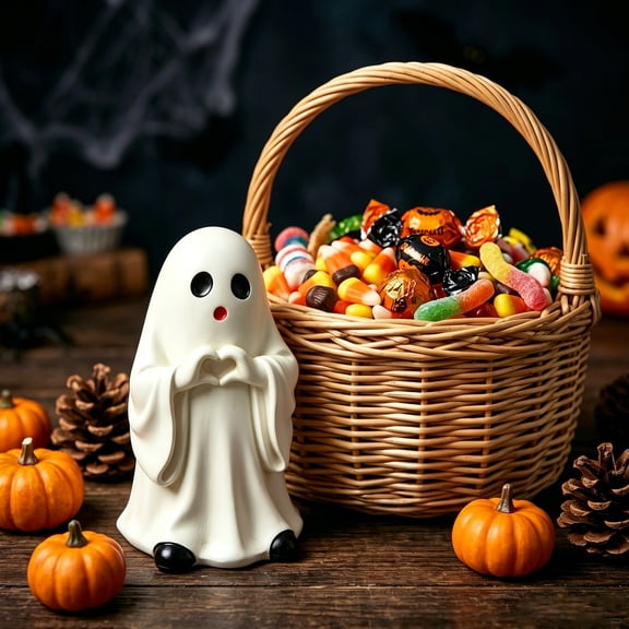 Halloween Decorations Savings, Tarmeek Cute White Ghost Halloween Figurine Resin Statue for Indoor Display, 11x6.8x6.8cm Halloween Decoration Tabletop Centerpiece for Fall Holiday Decor