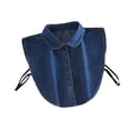 thumbnail image 3 of GUOOL Faux Col en Denim pour Femmes, Demi-Haut Blouse, Chemise, Col Droit, Demi-Col de Chemise Bleu Foncé, 3 of 9