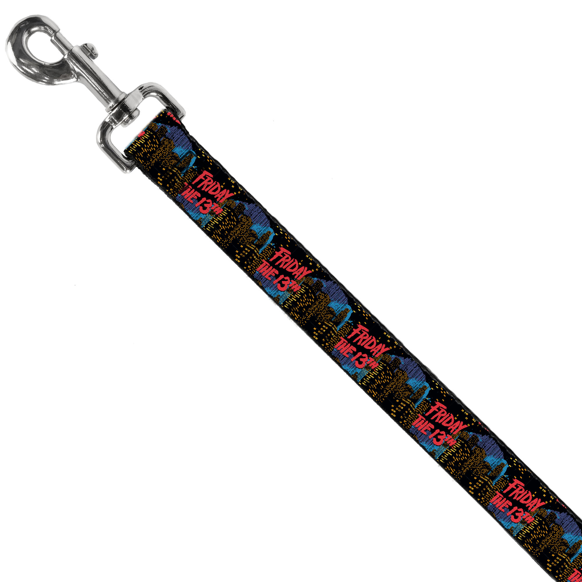 Warner Bros. Horror Movies Pet Leash, Dog Leash, Friday the 13th Jason Takes Manhattan Skyline Logo Black, 6 Feet Long 1.0 Inch Wide