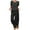 Black, variant on SELONE Summer Outfits for Women 2 Piece Cotton Linen Set Boyfriend Oversized T Shirts Wide Leg Pants Plus Size Tracksuit Crew Neck Casual Sets Fashion Suits Beach Outfits Plus Size Two Piece Outfits