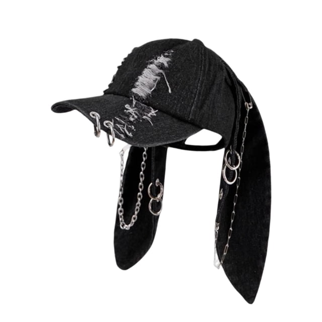 Gorra de béisbol con orejas de animal, regalo, gorra vaquera ajustable para deportes, baile y actividades al aire libre. Orejas de conejo negras