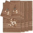 thumbnail image 2 of Authentic Hotel and Spa  Turkish Cotton Blue Bird Embroidered Latte Brown 8-piece Towel Set, 2 of 5