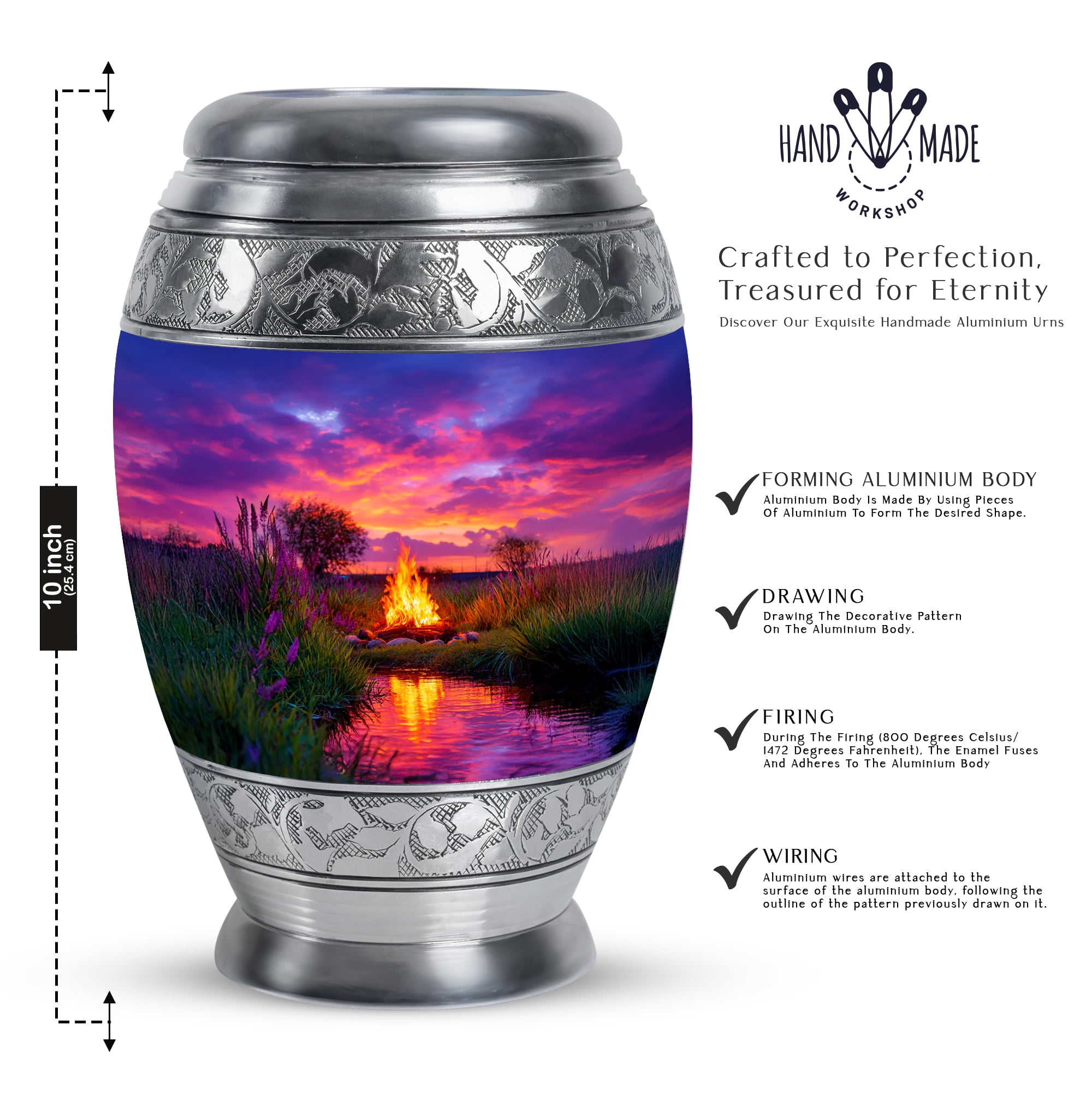 YATHABHISA Campfire Urn for Ashes, Large Urns for Human Ash, Funeral & Burial Cremation for Adult, Memorial Gift for Mother, 10 Inch