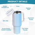 thumbnail image 2 of Yayeee 40oz Stainless Steel Tumbler with Straw and Handle Double-Wall Insulated Travel Water Bottle, Light Blue Stripes, 2 of 8