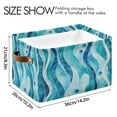 thumbnail image 3 of Blue Wavy Pattern Foldable Storage Basket,Canvas Fabric Foldable Storage Bins with Handles Open Home Storage Bins Boxes for Toy Book Shelf Closet Baskets, 3 of 8
