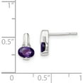 thumbnail image 3 of Sterling Silver Purple Cz Post Earrings (10 X 6) Made In India qe9418, 3 of 5