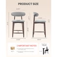 thumbnail image 4 of EOP Barstools Set of 2, Mid Century Counter Height Barstools with Curved Back, Upholstered Kitchen Bar Chairs with Wood Legs for Kitchen Island Dining Room, Light Grey, 4 of 9