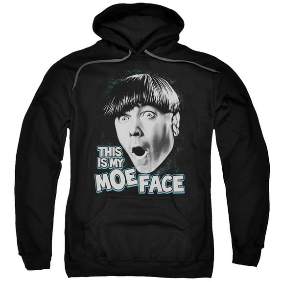 Three Stooges Moe Face Adult Pullover Hoodie Sweatshirt Black