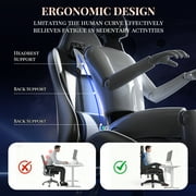 Bigzzia Massage Gaming Chair with Footrest, Gamer Chair for Adults,Lumbar Pillow and Headrest Adjustable, White