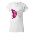 thumbnail image 2 of Wild Bobby Being Strong Is The Only Option We Have Butterfly Breast Cancer Awareness Women Standard V-Neck Tee, White, Medium, 2 of 6