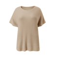 thumbnail image 4 of VISALY Turtleneck Sweatshirt Tunic Sweatshirt Sweaters for Women Casual Crew Neck Short Sleeve Sweater Lightweight Knit Batwing Fall Tops Soft Sweaters Womens Sweatshirt Women Pullover Sweaters A L, 4 of 5