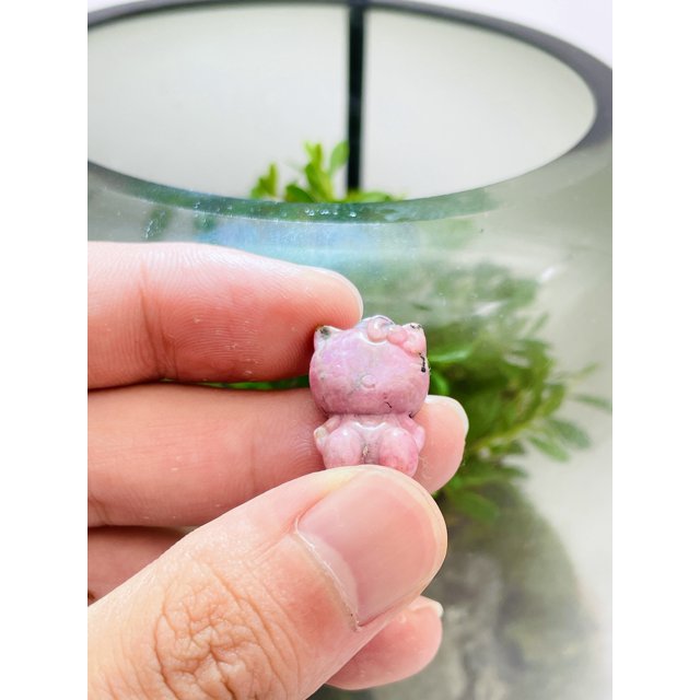 Piedras curativas de cristal natural, labradorita tallada, rosa, cuarzo transparente, amatista de ensueño, tallado de Hello Kitty