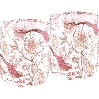 Set Of 2 White Linen Drum Lamp Shades - 13x13x10 Inches, Spider Fitter For Table & Floor Lamps
